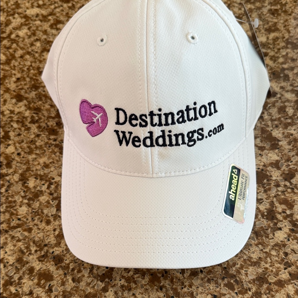 DestinationWeddings.com White Logo Baseball Cap with Purple Heart